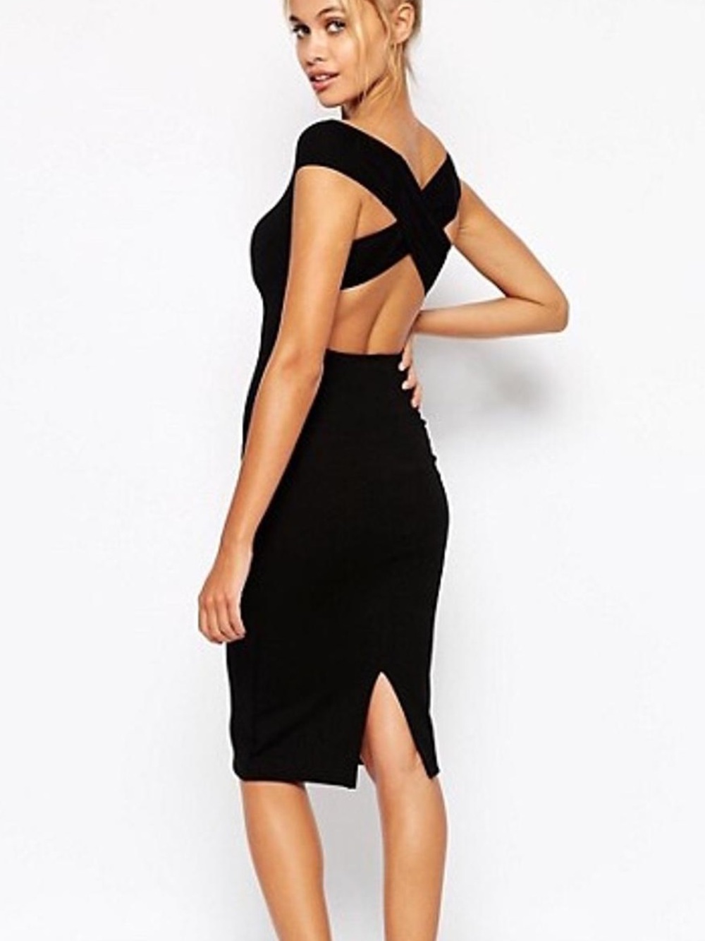 American Apparel Back Cross Strap Wrap Black Bodycon Dress

Size M 
Made in USA